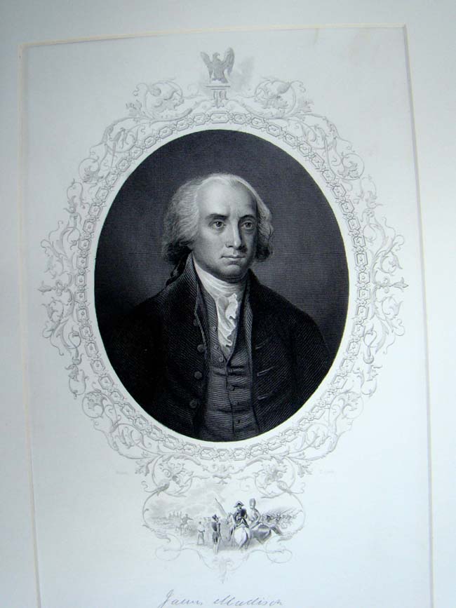 A 19th century engraving of President James Madison published in 1860